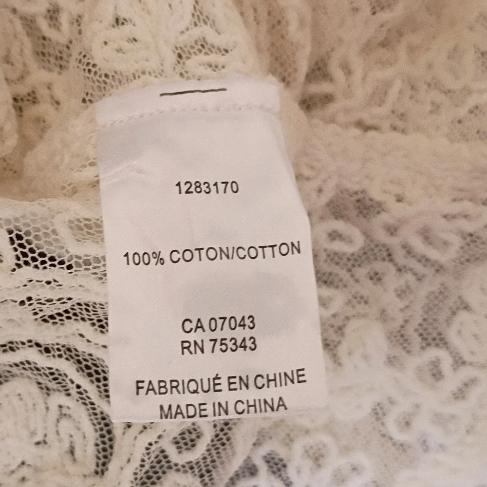100% Cotton Embroidered Lace Bell Sleeve Size M Cardigan Cottagecore Boho